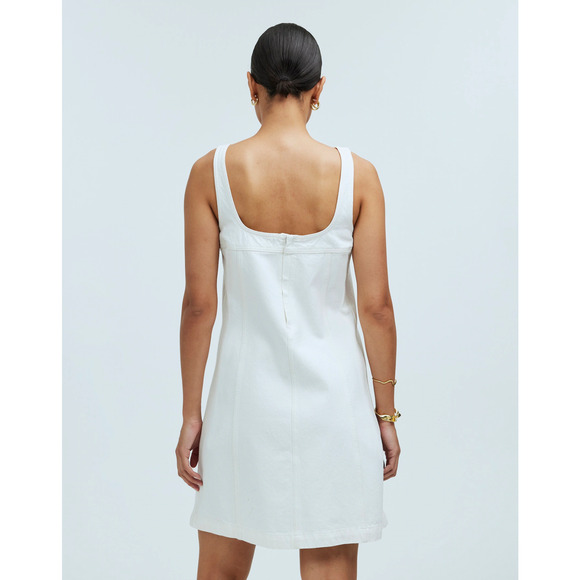 Madewell Womens Denim A-Line Mini Dress Sleeveless Square Neck Cream Size 6 NWT - Picture 2 of 9